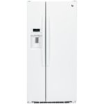 Front. GE - 23.2 Cu. Ft. Side-by-Side Refrigerator - White.