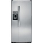 Front Zoom. GE - 23.2 Cu. Ft. Side-by-Side Refrigerator with External Ice & Water Dispenser - Stainless steel.