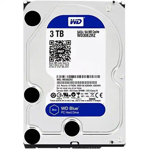 Front. WD - Blue 3TB Internal SATA Hard Drive for Desktops - Black.
