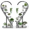 Front. Costway - 5 Tier Metal Plant Stand Heart-shaped Shelf with Hanging Hook for Multiple Plants - Black.