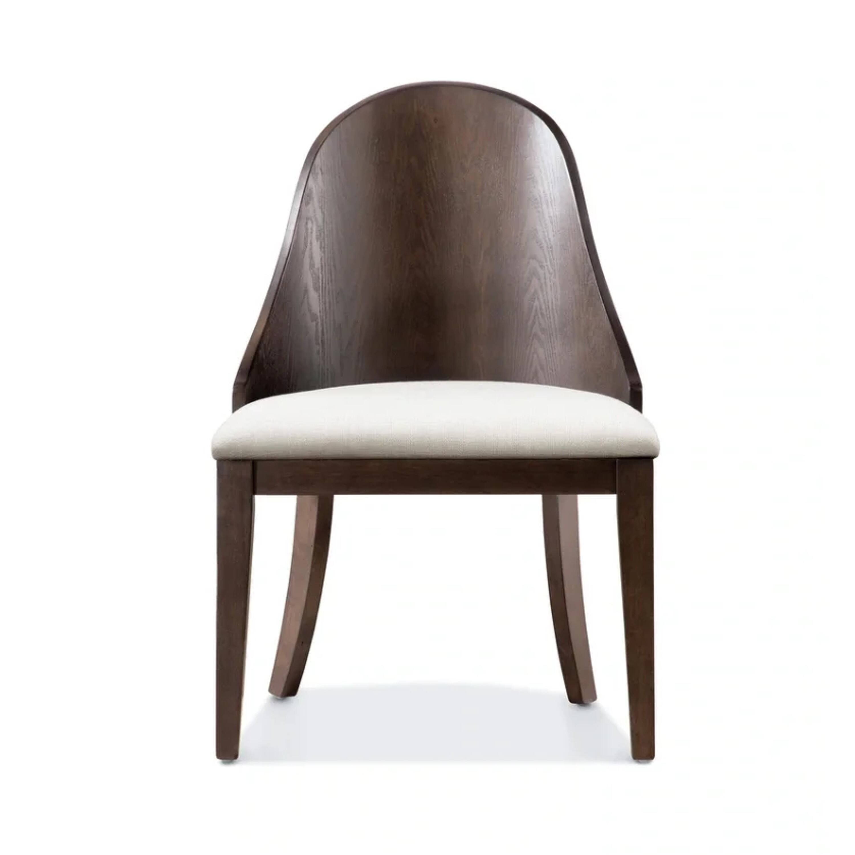 Alt View 1. Manhattan Lane - Mordy Side Dining Chair Set of 2, Curve Panel Back - Dark Walnut Brown, Off-White.