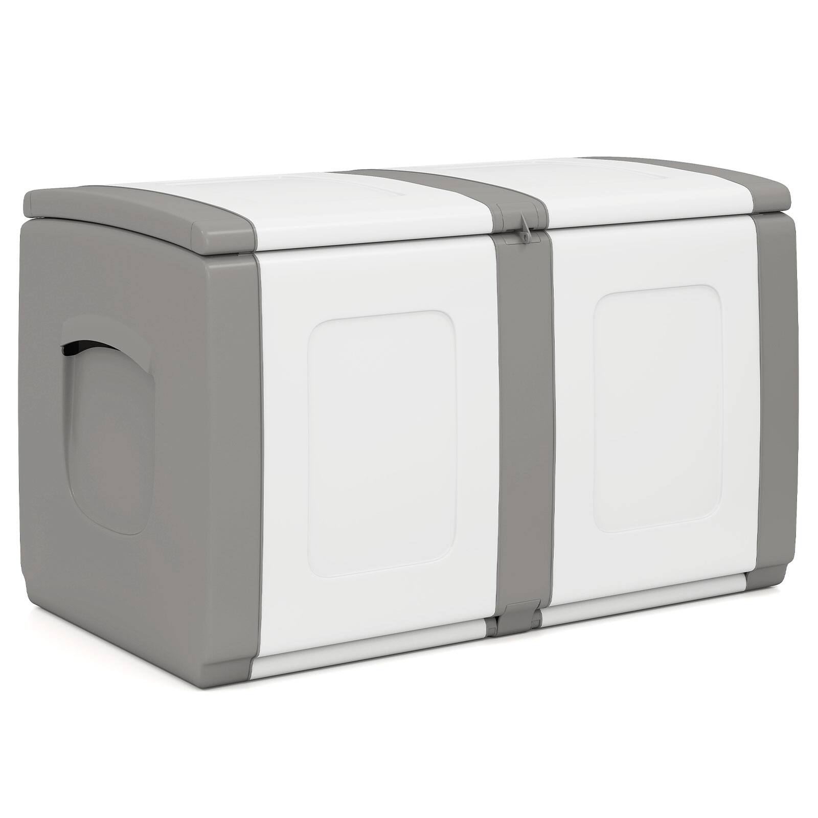 Alt View 8. Gymax - Gymax Deck Box Patio Container w/ Lockable Lid Weatherproof Plastic Storage Bin Gray & White - Gray.