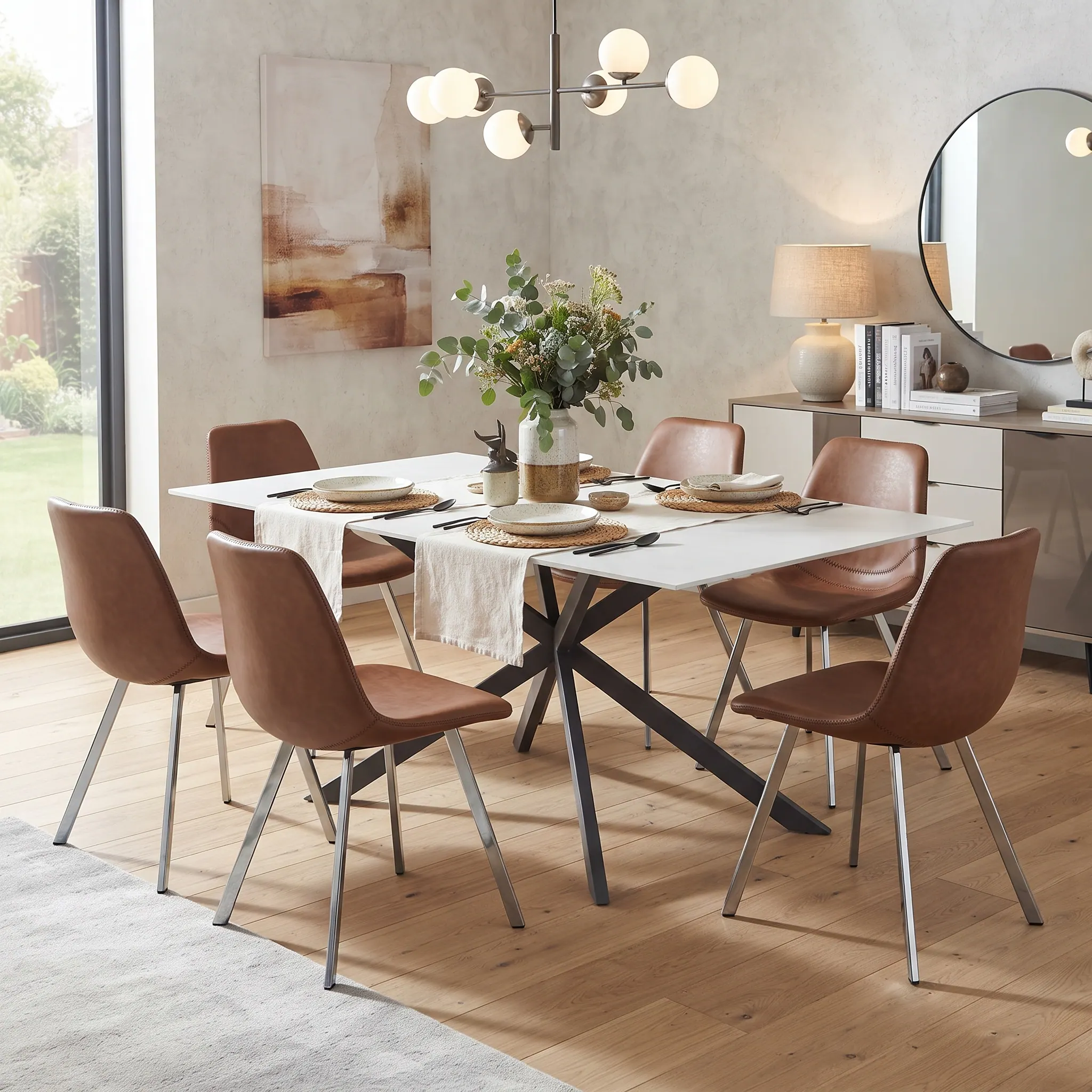 LeisureMod Markley Modern Leather Dining Chair with Curved Back ...