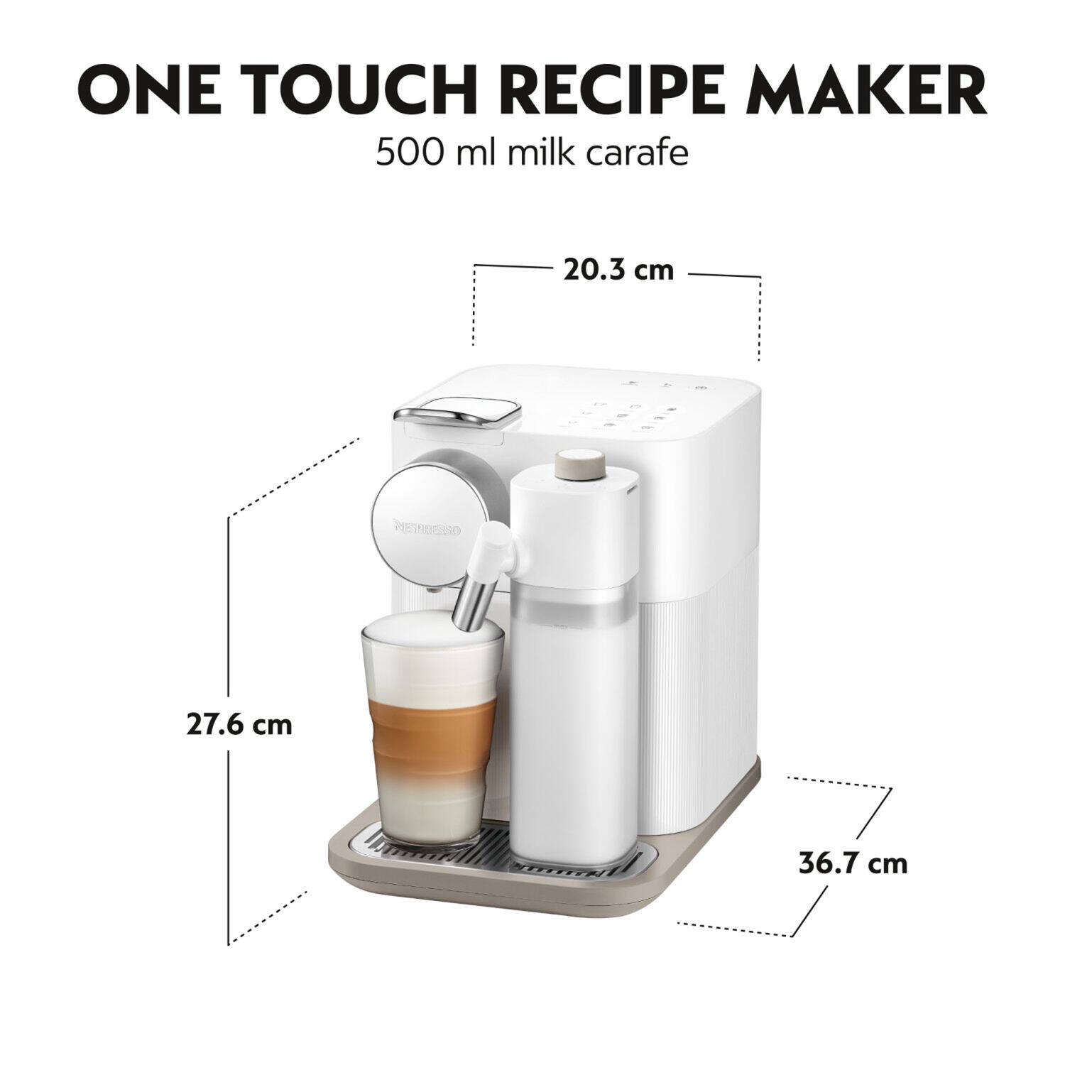 ONE TOUCH RECIPE MAKER 500 ml milk carafe 20.3 cm 27.6 cm 36.7 cm