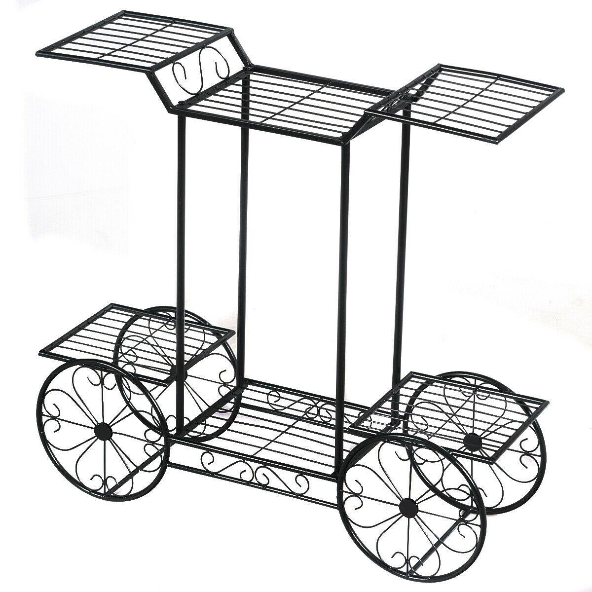 Alt View 9. Gymax - Gymax 6-Tier Garden Cart Stand Flower Rack Display Decor Flower Pot Plant Holder - Black.