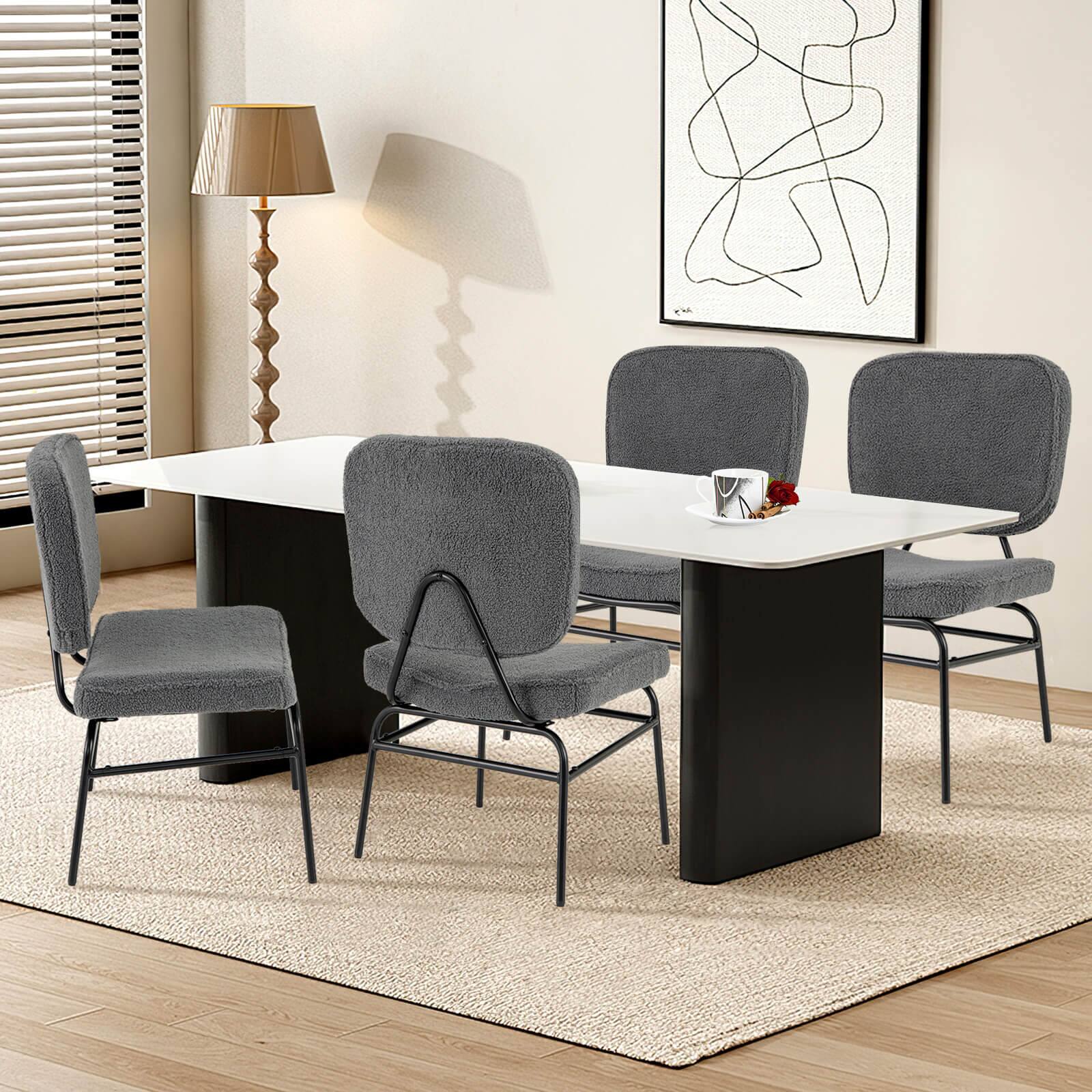 Alt View 3. Costway - Costway 2 PCS Upholstered Accent Chair with Sponge Padding Adjustable Foot Pads & Metal Frame - Grey.