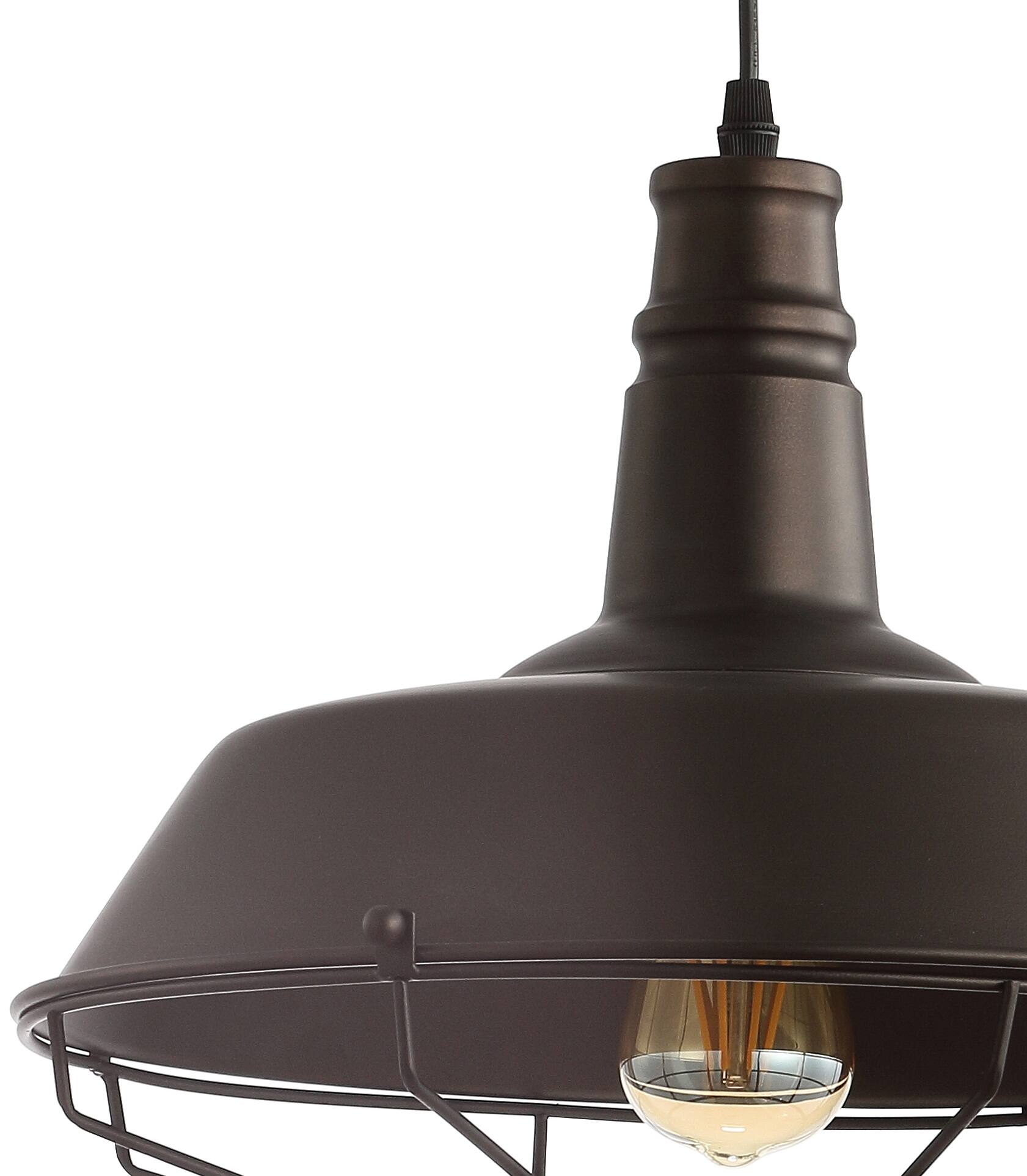Alt View 3. Jonathan Y - Farmhouse 14.25" Adjustable Industrial Metal LED Pendant, Oil Rubbed Bronze - Oil Rubbed Bronze.