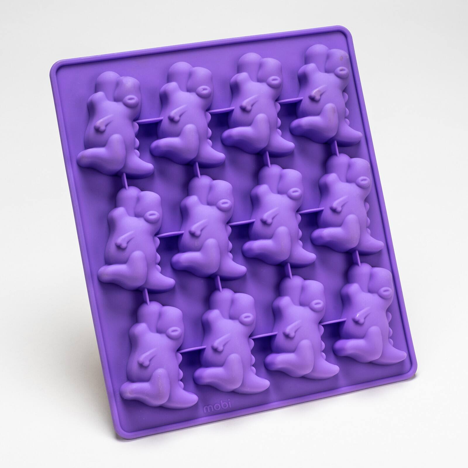 Alt View 1. MOBI - 12 Pigs in a Blanket Silicone Snack Mold, Dino Dogs - Purple.