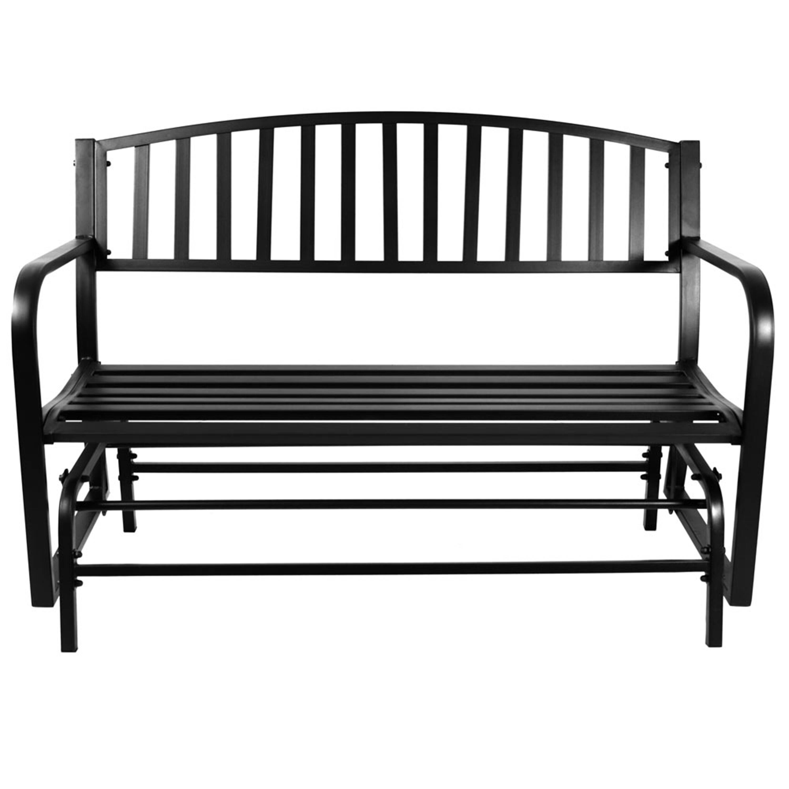 Alt View 4. Sunnydaze - 2-Person Steel Outdoor Glider Garden Bench - Black.