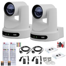 2 x PTZOptics Move SE PTZ Camera with 30x Optical Zoom (White) (PT30X-SE-WH-G3) + 2 x Wall Mount (White)