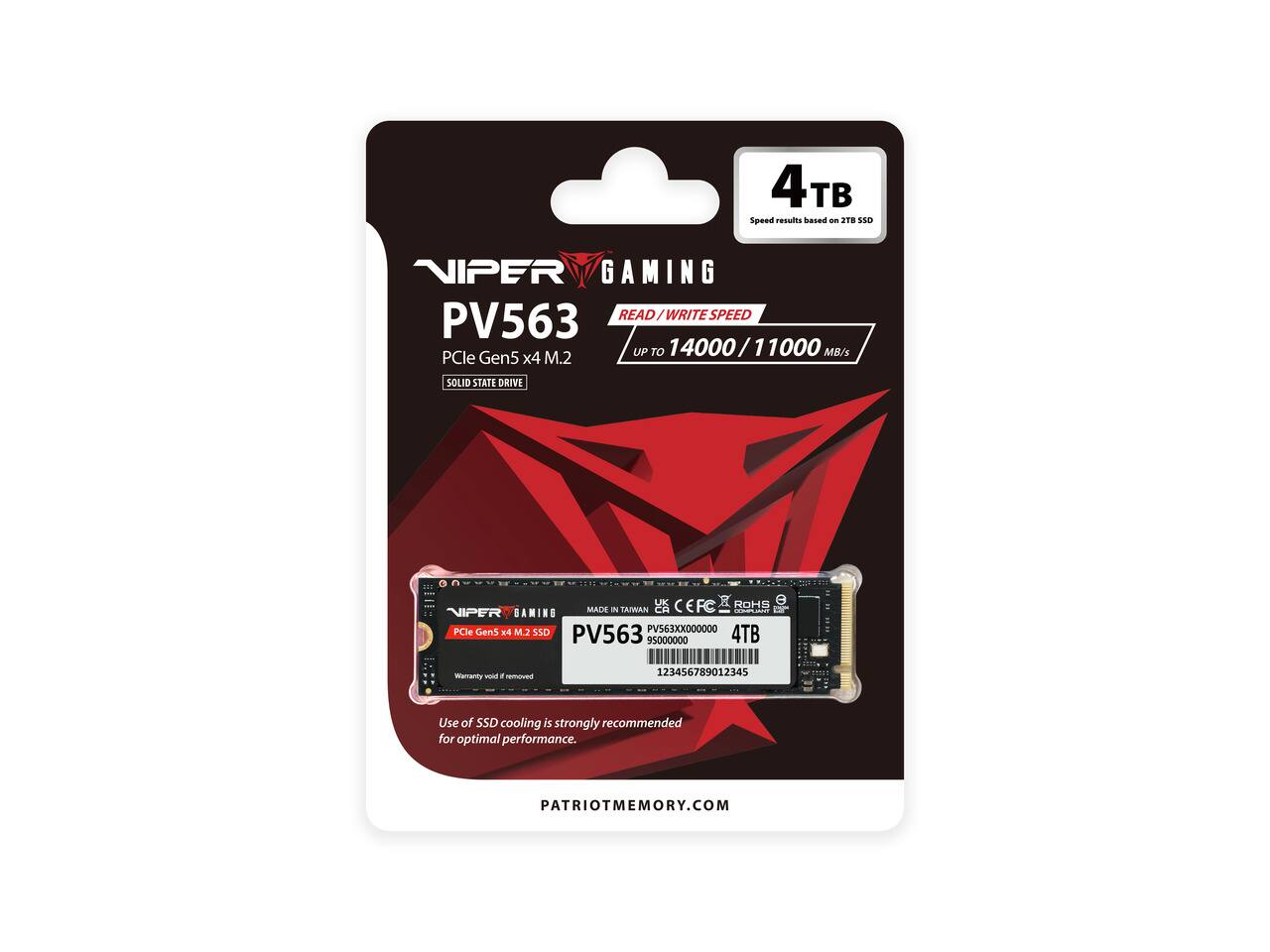 Patriot VIPER PV563 M.2 2280 4TB PCI Express 5.0 x4 3D NAND TLC
