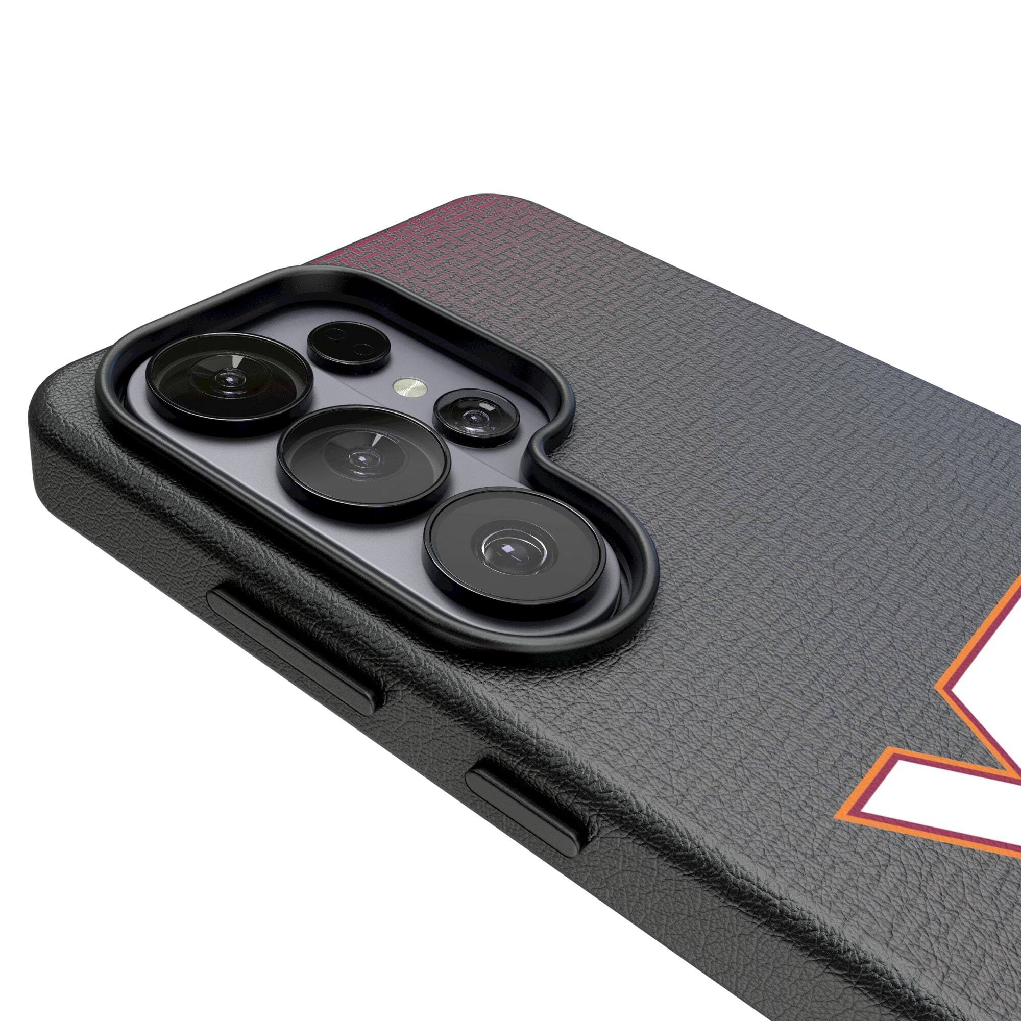 Alt View 2. Keyscaper - Virginia Tech Hokies Linen Galaxy Magnetic Bump Case - S24 Ultra - Black.