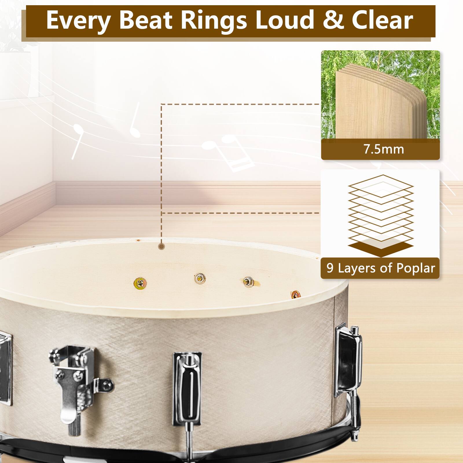 Every Beat Rings Loud & Clear

7.5mm

9 Layers of Poplar