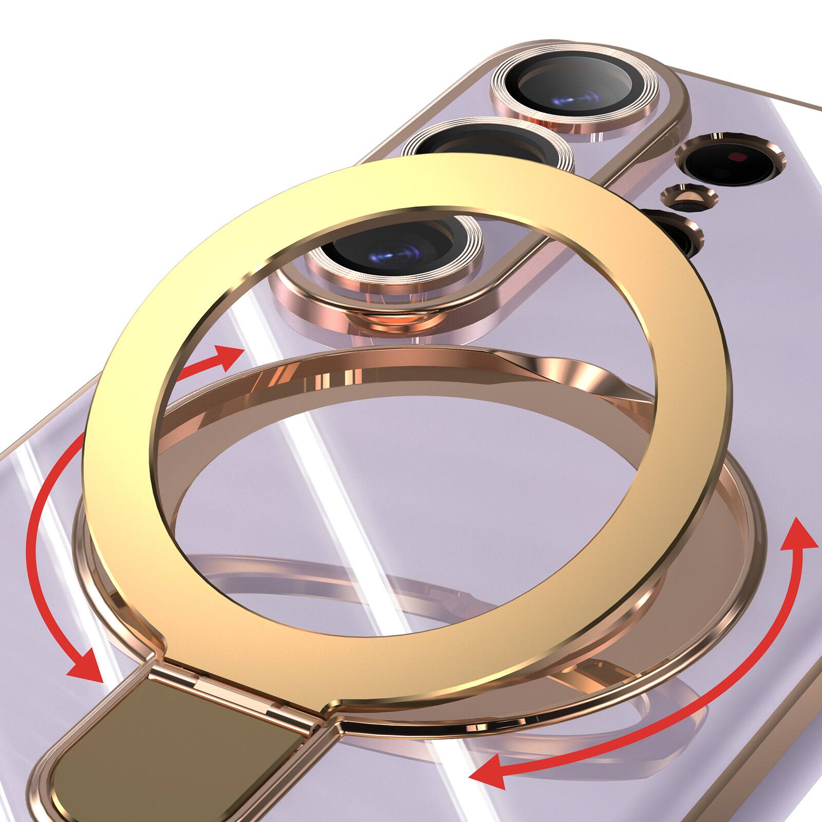 Alt View 1. Dteck - Mag Safe Case for Samsung Galaxy S26 Ultra,Slim Plated Bumper Shockproof TPU Case w/ Metal Stand + Tempered Lens Film - Lightpurple.