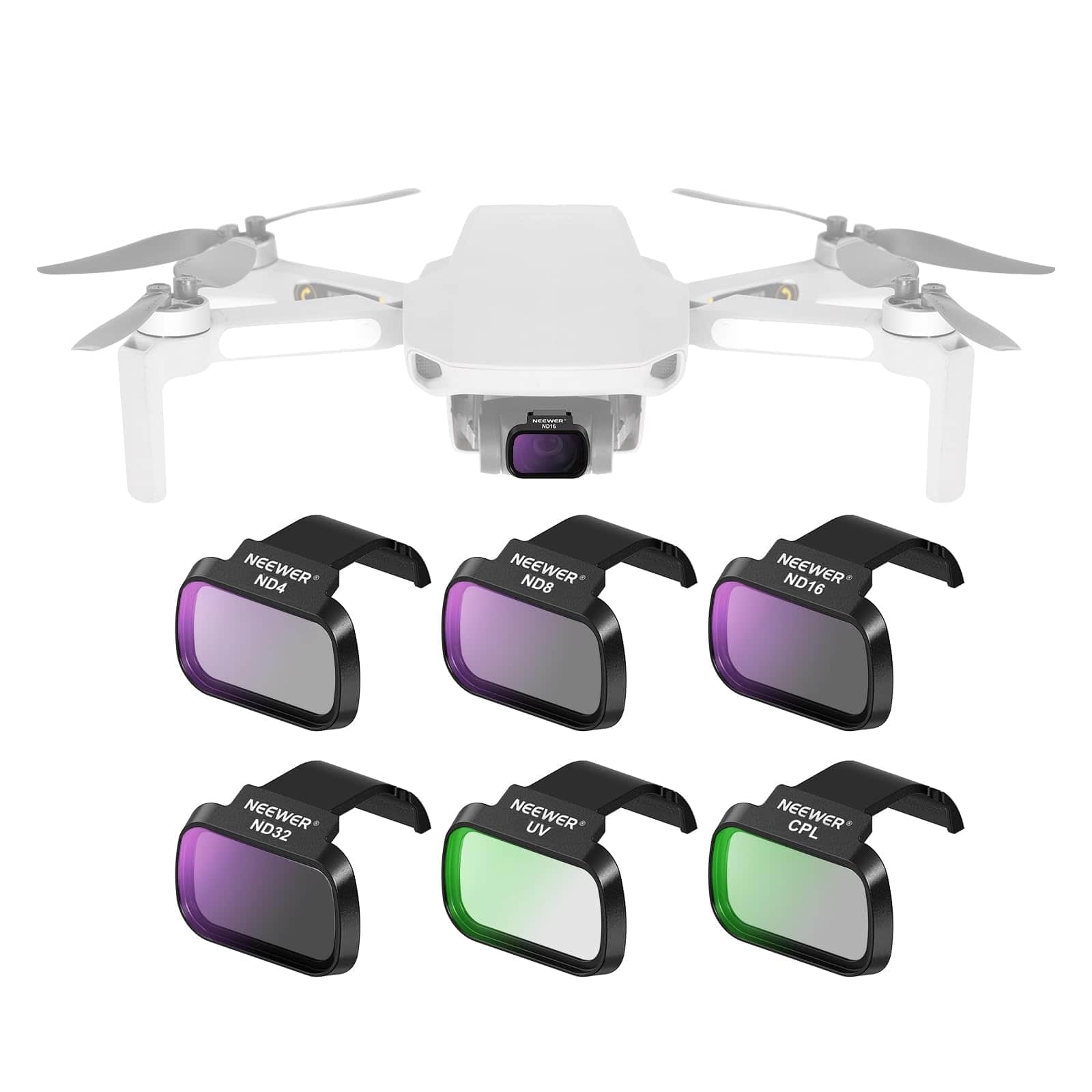 Neewer - 6-Pack ND/CPL Filter Set for DJI Drones - Snap-On Filters for Mini 4K, Mavic & SE Models