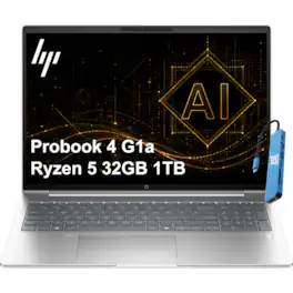 HP - Upgraded - ProBook 4 G1a 16" FHD+ Laptop - ProBook 465 - AI PC - AMD Ryzen 5 230 2025 - 32GB Memory - 1TB SSD - Backlit - Win 11Pro - Silver