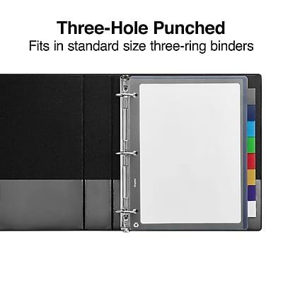 Three-Hole Punched  
Fits in standard size three-ring binders