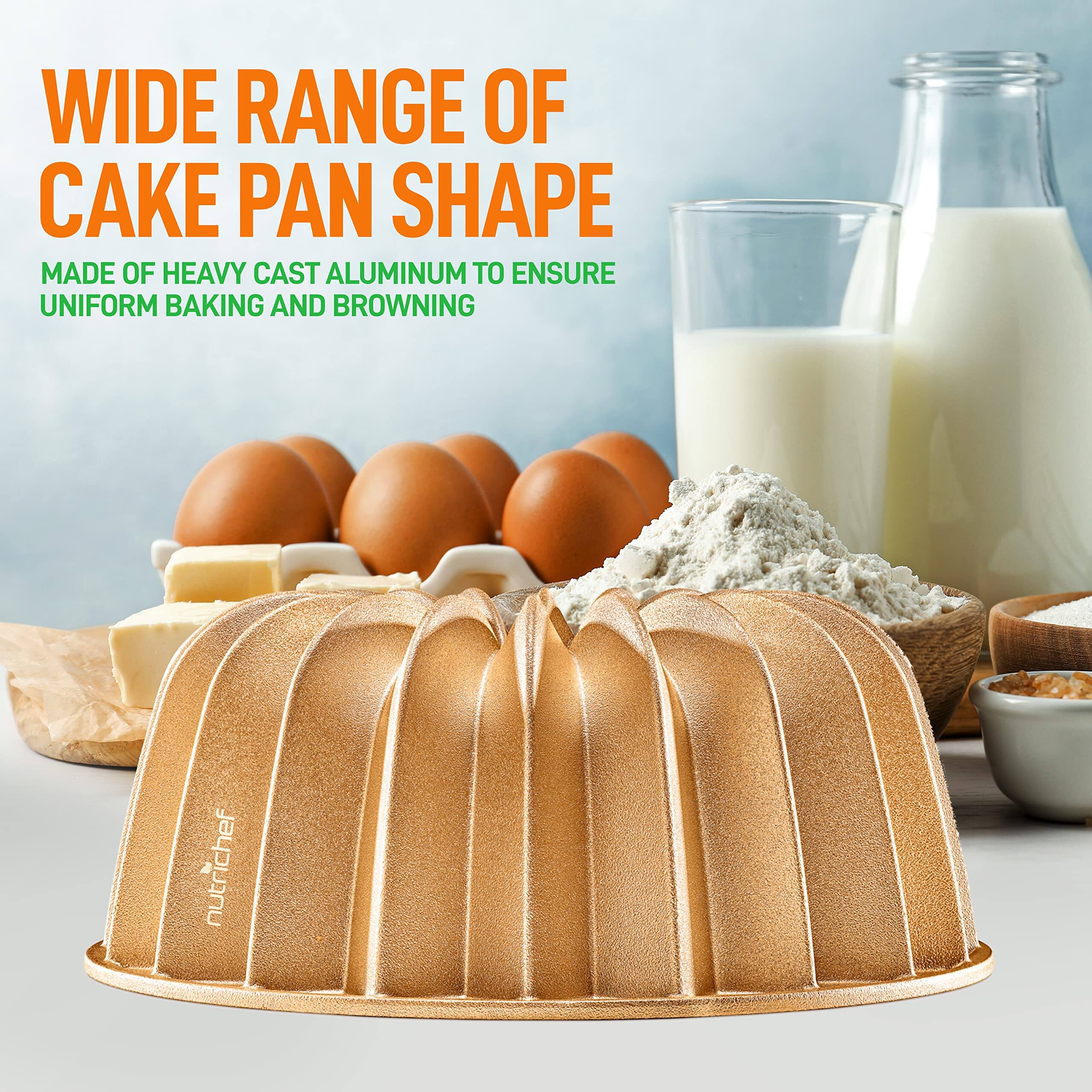 WIDE RANGE OF CAKE PAN SHAPE  
MADE OF HEAVY CAST ALUMINUM TO ENSURE UNIFORM BAKING AND BROWNING