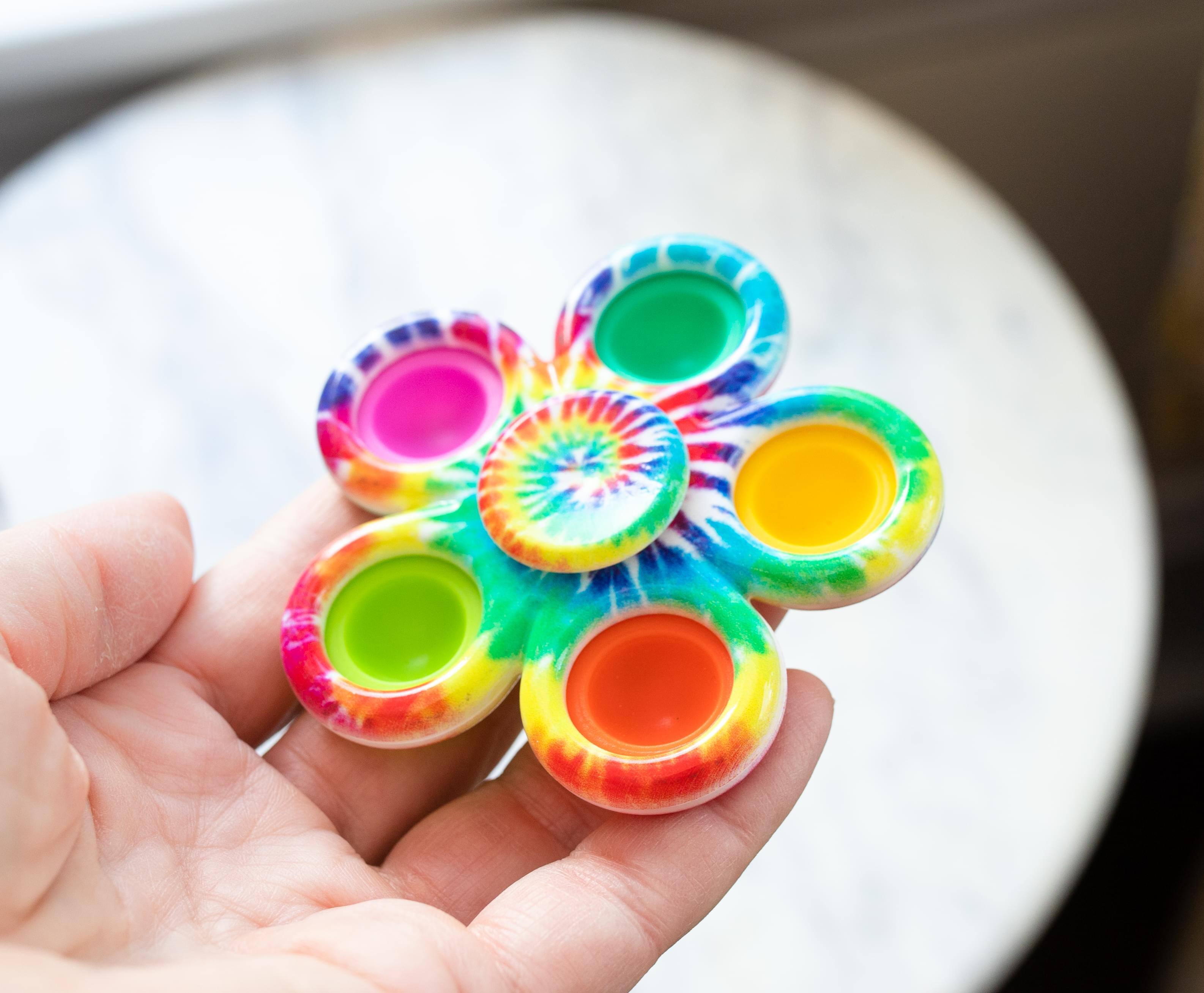 Alt View 4. Toynk - Pop Fidget Toy Spinner 5-Button Rainbow Bubble Popping Game - Rainbow.
