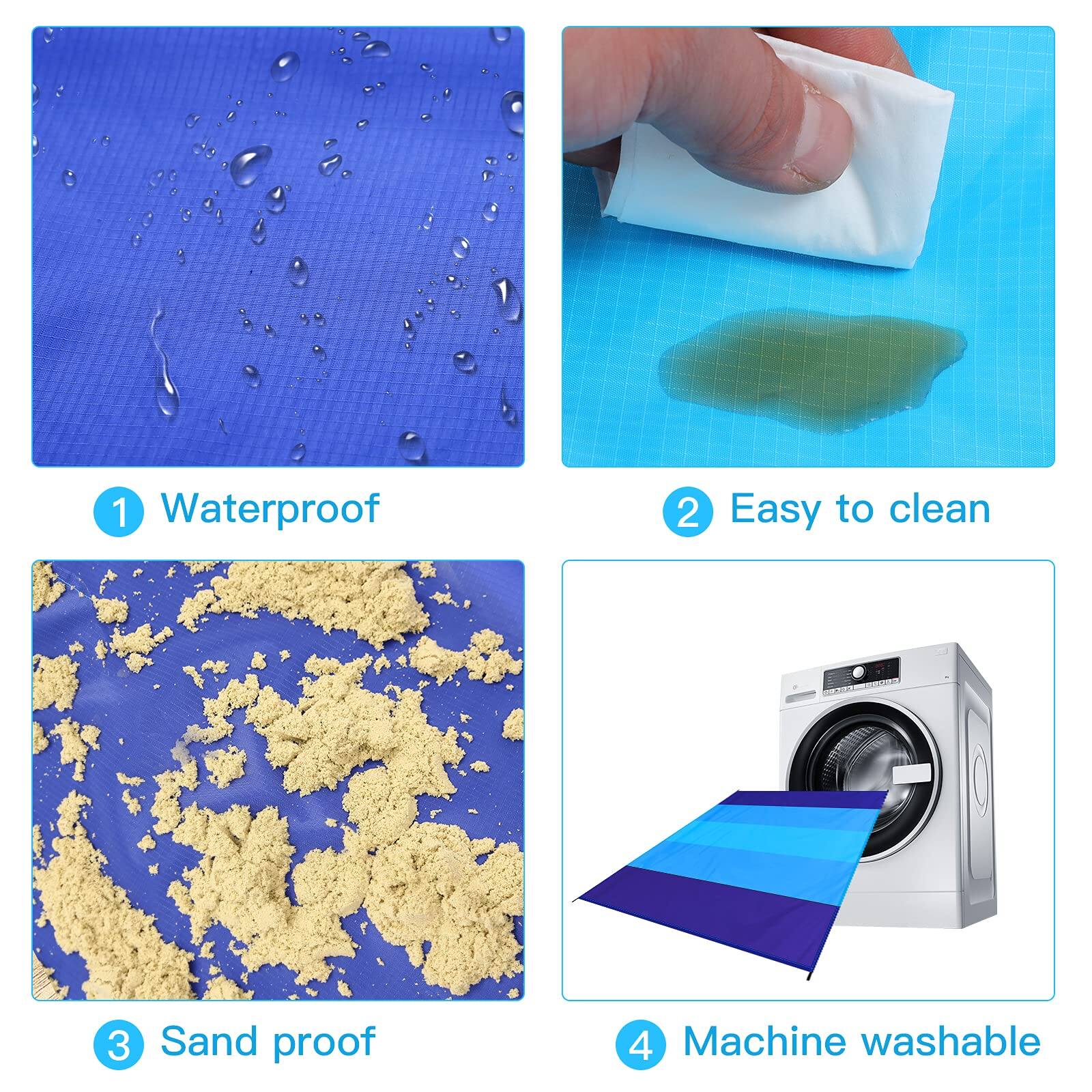 1. Waterproof  
2. Easy to clean  
3. Sand proof  
4. Machine washable