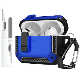 Dteck - Full-Body Hard Protective Case for Apple Airpods Pro 3rd Gen (2025) with Secure Lock+Keychain,Shockproof Headphone Cover - Blue