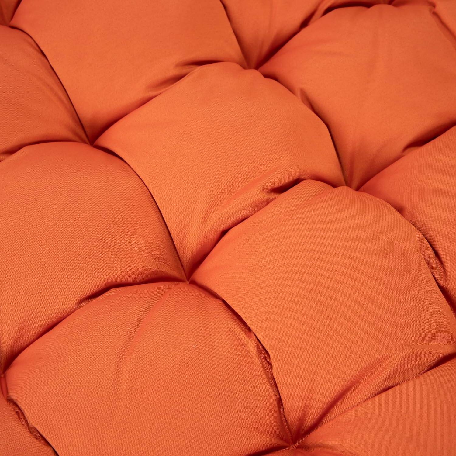 Alt View 2. LeisureMod - LeisureMod 2-Person Egg Chair Cushion with Headrest - Folding Double Swing Chair Replacement Pad, Weather-Resistant - Orange.