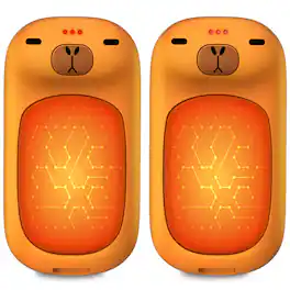 PRIMEPLUS - Rechargeable Electric Hand Warmers, 1S Heating, 6000mAh 24H, Capybara Christmas Gift Stocking Stuffers for Thanksgiving - Orange