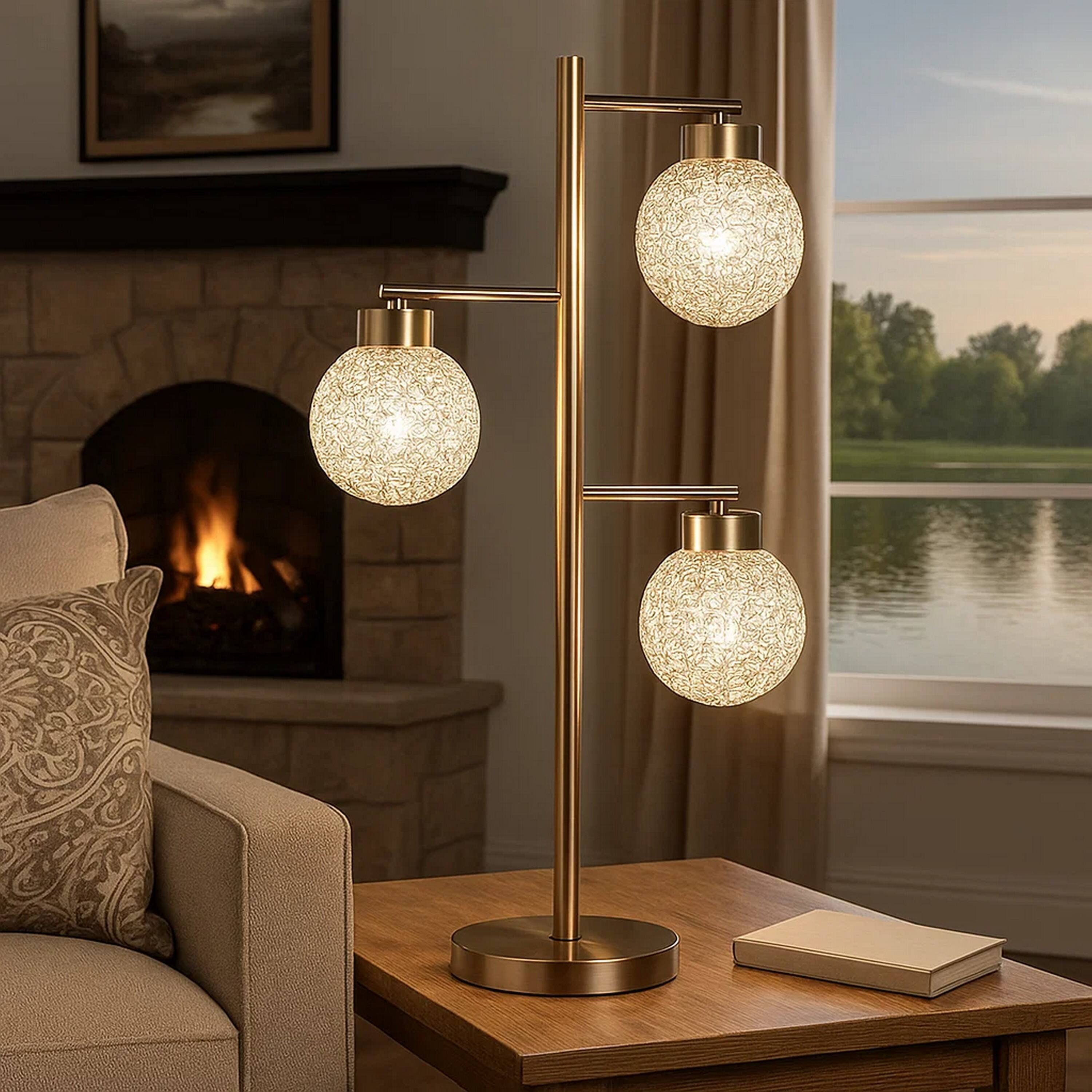 Alt View 2. Manhattan Lane - Fern 31 Inch Table Lamp with 3 Orb Shades, Metal, Chrome Finish - Chrome.
