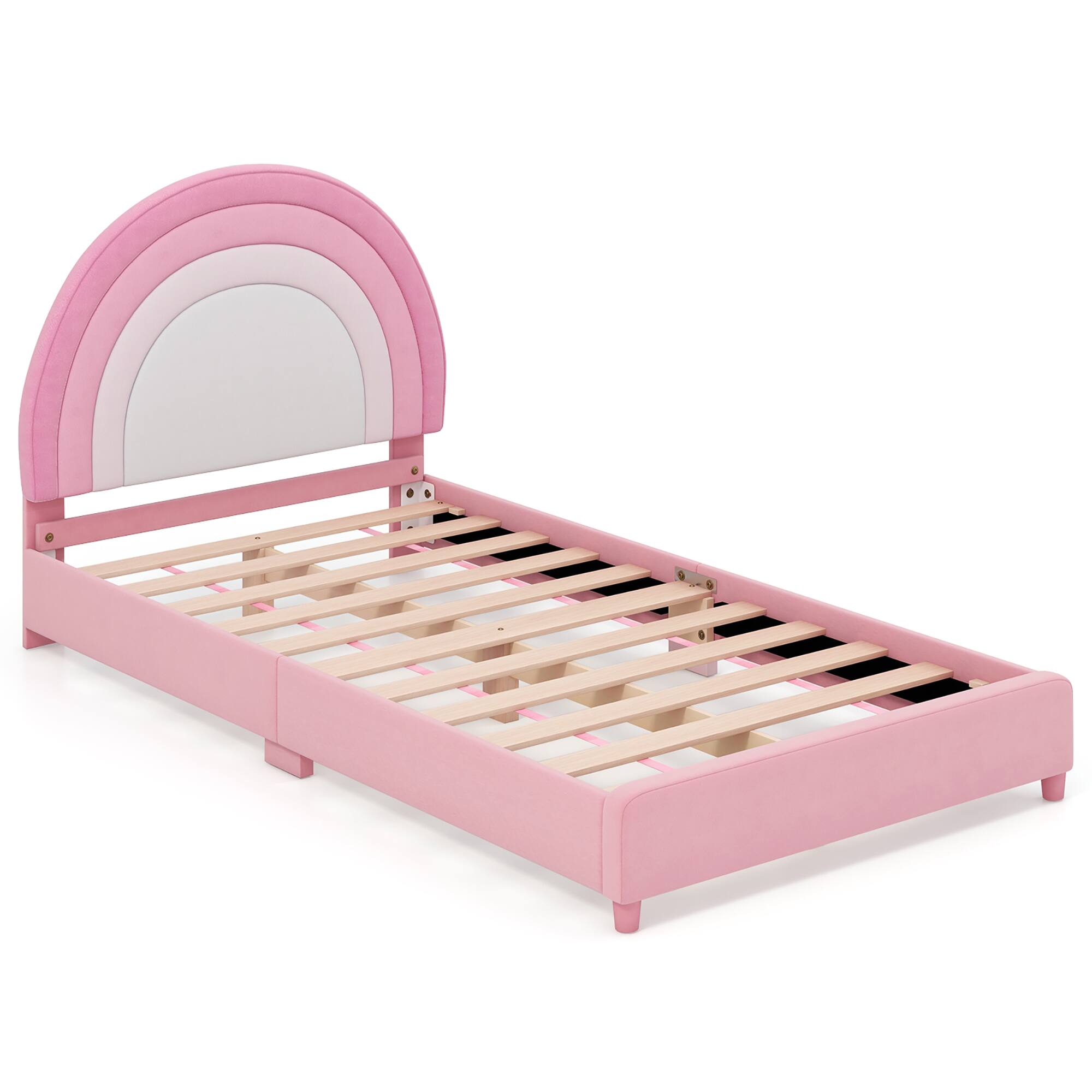 Alt View 9. Gymax - Gymax Kids Twin Platform Bed Frame Upholstered Twin Size Bed w/ Wooden Slats Support Pink - Pink.
