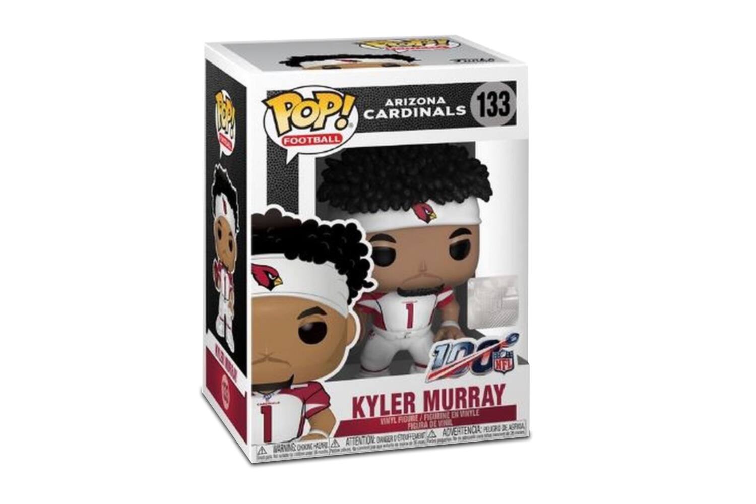 ARIZONA CARDINALS  
133  
POP! FOOTBALL  
KYLER MURRAY  
VINYL FIGURE  
100% VINYL  
ATTENTION: CHOKING HAZARD - SMALL PARTS. NOT FOR CHILDREN UNDER 3 YEARS.  
ADVERTENCIA: PEQUEÑOS PIEZAS. NO ES APTO PARA NIÑOS MENORES DE 3 AÑOS.