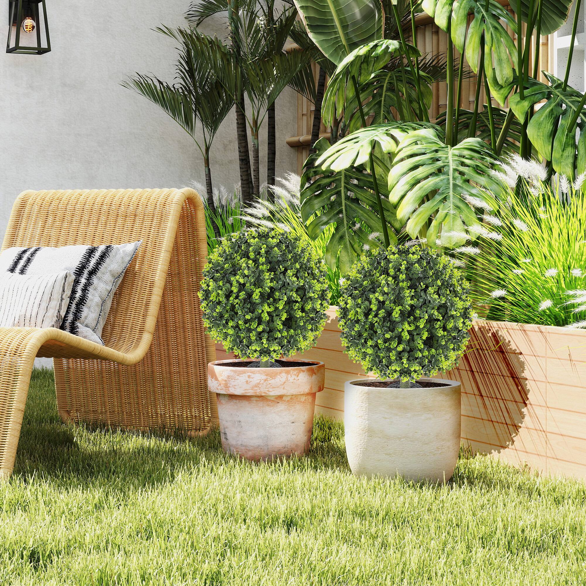 Alt View 7. Homcom - Pack 1.3ft Artificial Ball Eucalyptus Topiary with Ground Stake - Green.