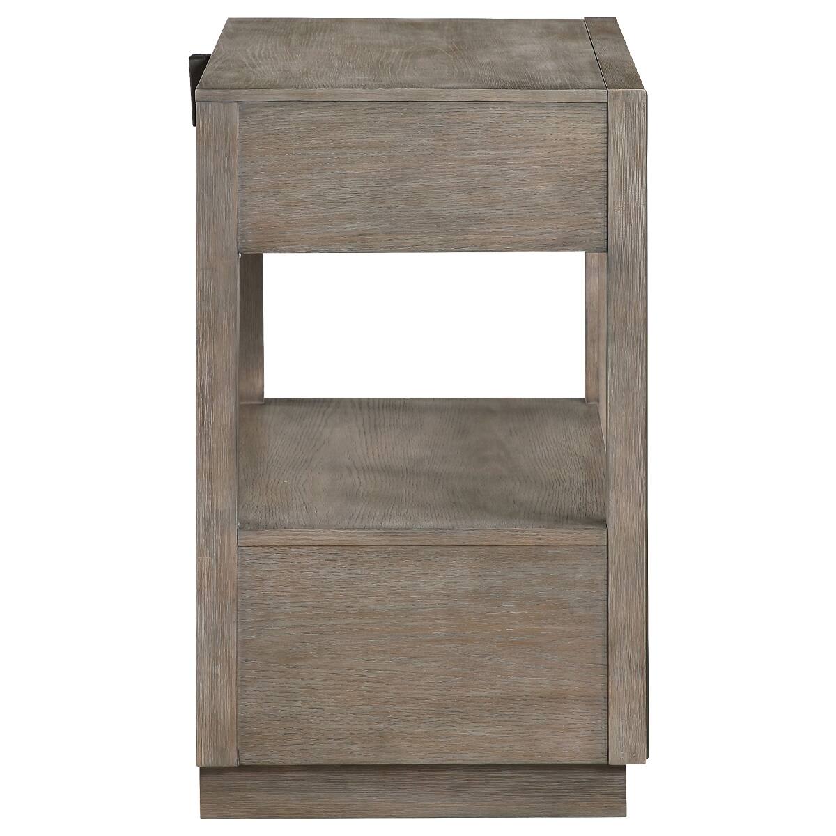 Loheer Two Drawer Nightstand with Open Shelf, 30 Inch Wide Taupe Oak ...