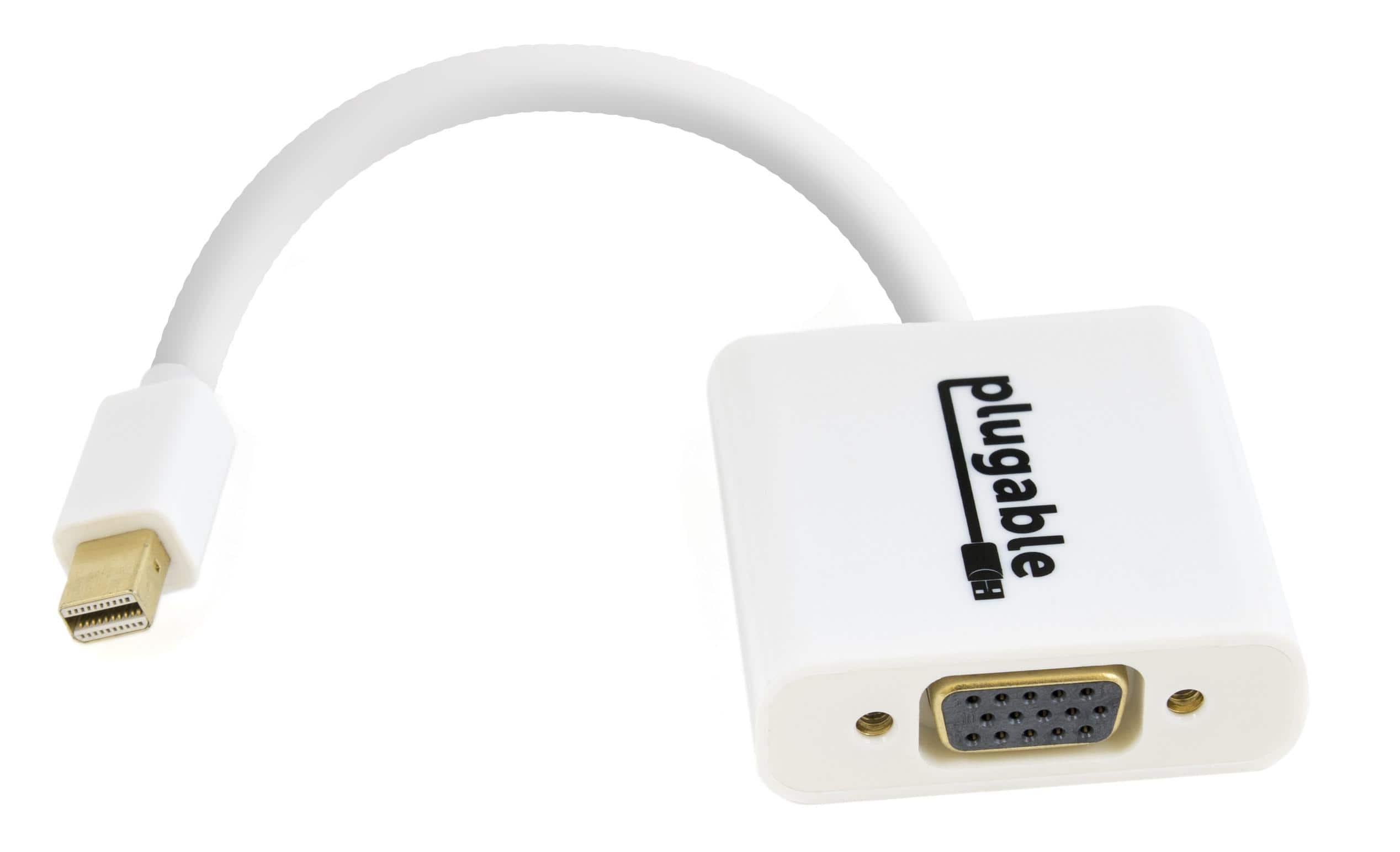 Plugable - Monitor Adapter -Mini DisplayPort to VGA (1080p @ 60Hz),Driverless - White