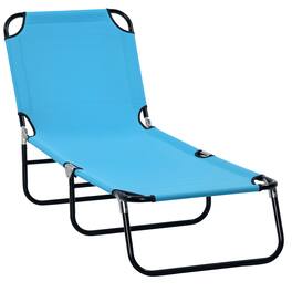 Outsunny - Folding Chaise Lounge Pool Chairs, Outdoor Sun Tanning Chairs with 5-Level Reclining Back, Steel Frame for Beach - Sky Blue