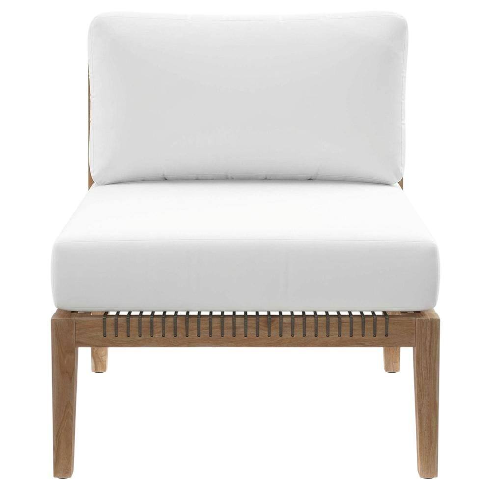 Back. Outdoor Escape - Teak Wood Outdoor Lounge Chair With Back And Seat Cushions - Gray.