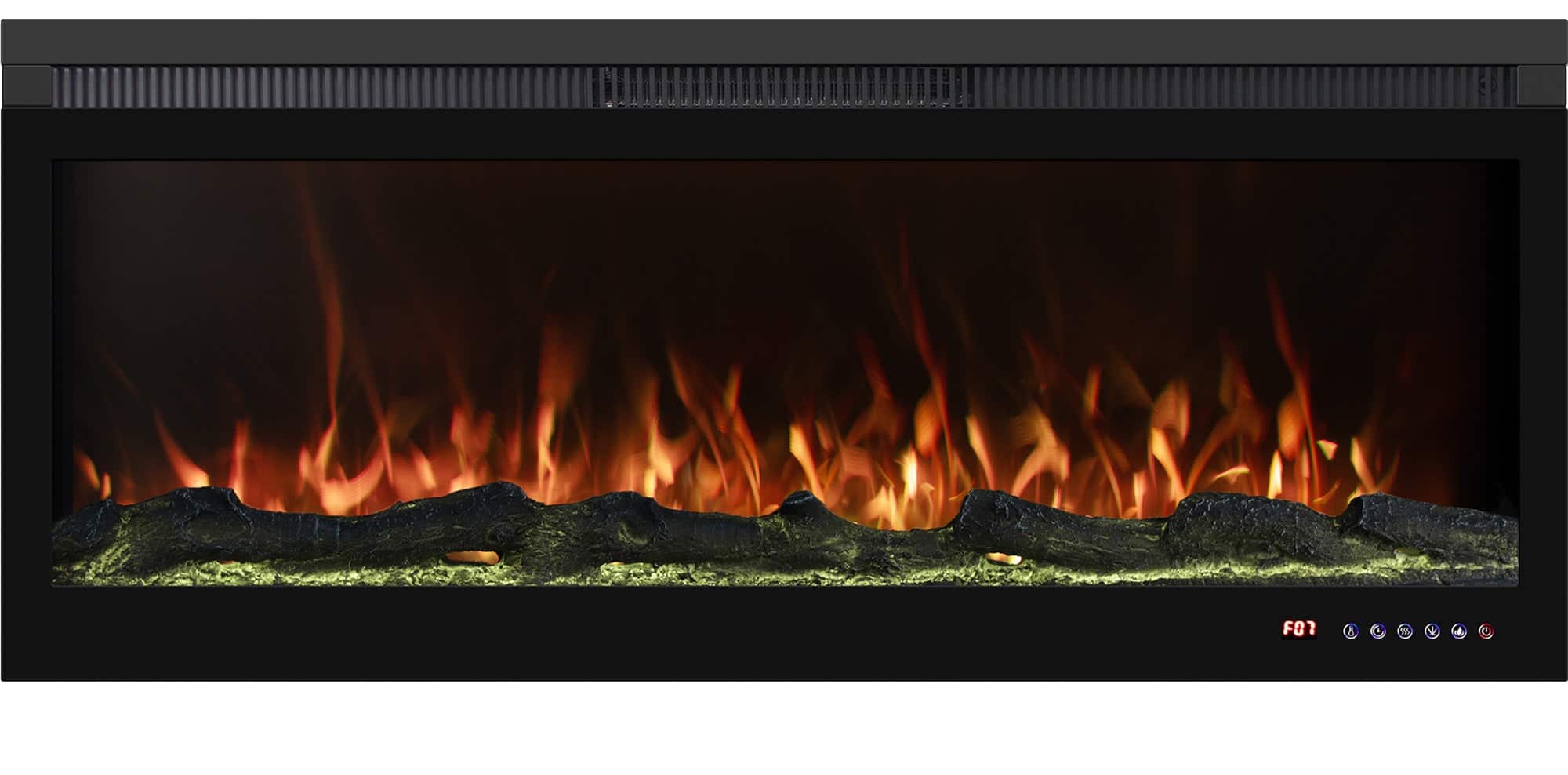 Boyel Living - Red 42 Inch BIR Electric Fireplace 5100 BTU 750W/1500W 13 Flame Colors 3-Color Spot Light 1-9H Timer - Black