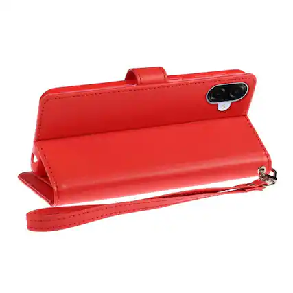 Front. Kitcheniva - PU Leather Phone Wallet Case With Wrist Strap Tempered Glass For Samsung Galaxy A07 Red - Red.