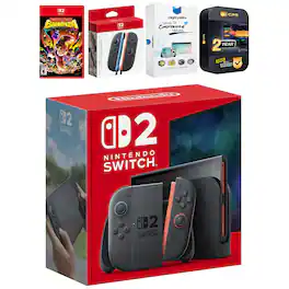 Switch 2 Console with Donkey Kong Bananza, Extra Joy-Cons, MightySkins Code and 2 CPS Year Extended Warranty - Nintendo Switch 2