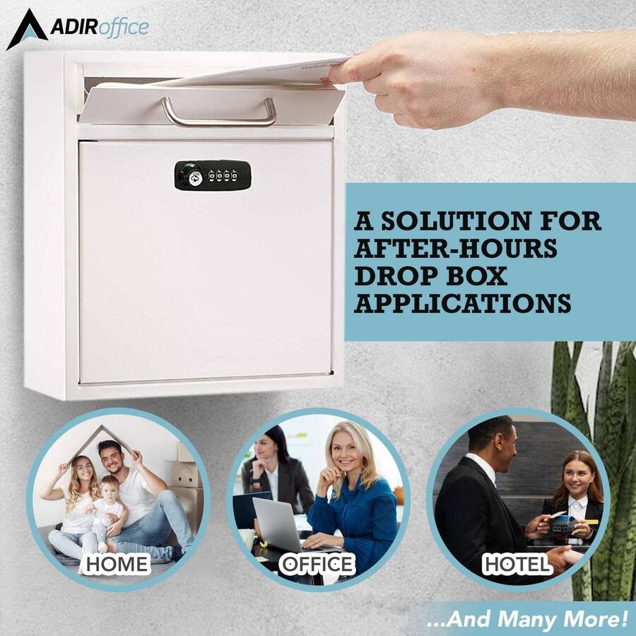 AdirOffice Drop Box Medium Steel Wall Mounted Drop Box Mailbox with ...