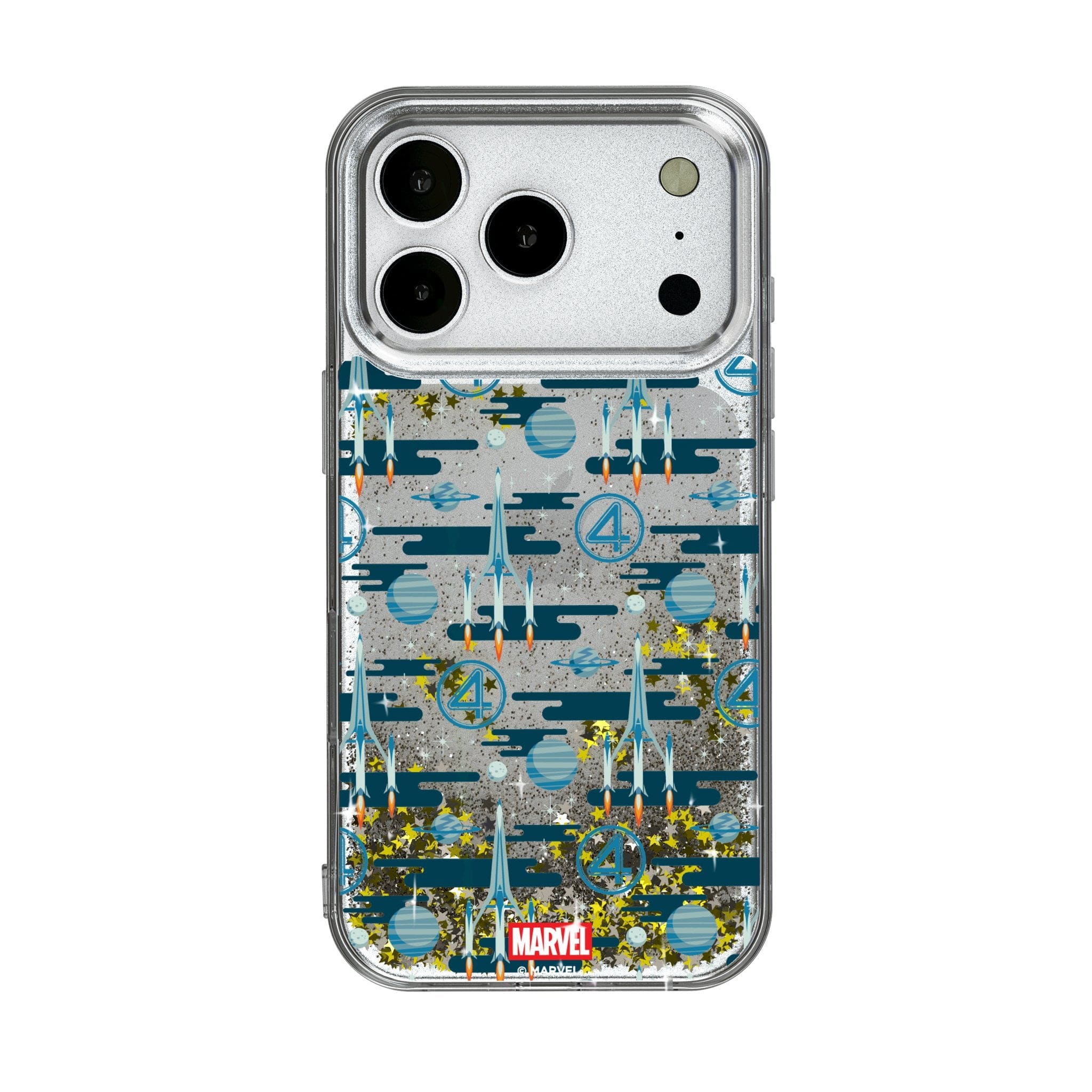 Keyscaper - Marvel Pattern Glitter Phone Case - Apple iPhone 17 Pro Max - Fantastic Four