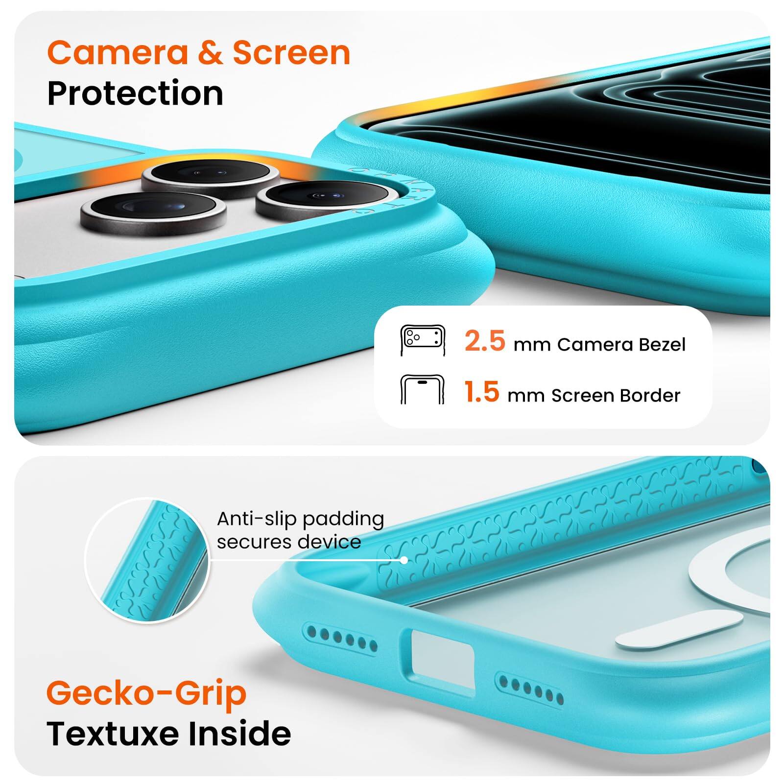 Camera & Screen Protection

2.5 mm Camera Bezel
1.5 mm Screen Border
Anti-slip padding secures device
Gecko-Grip Textuxe Inside