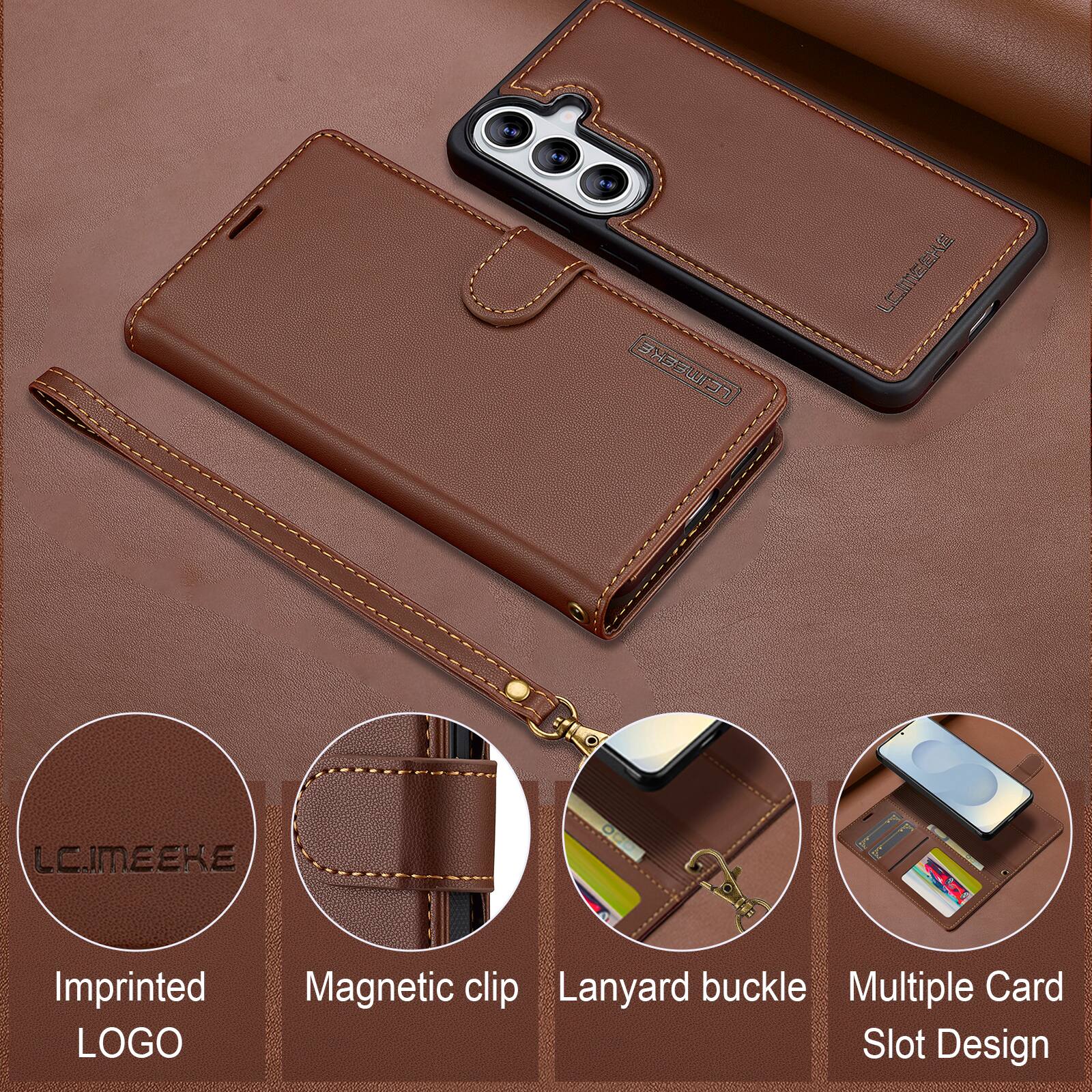 LC.IMEEKE  
LC.MEEKE  
Imprinted LOGO  
Magnetic clip Lanyard buckle Multiple Card Slot Design