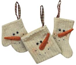 BreeBe - Chenille Snowman Ornament 3 Asstd - White