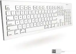 Macally - Full Size USB Wired Keyboard for Mac - Plug & Play Wired Computer Keyboard - White