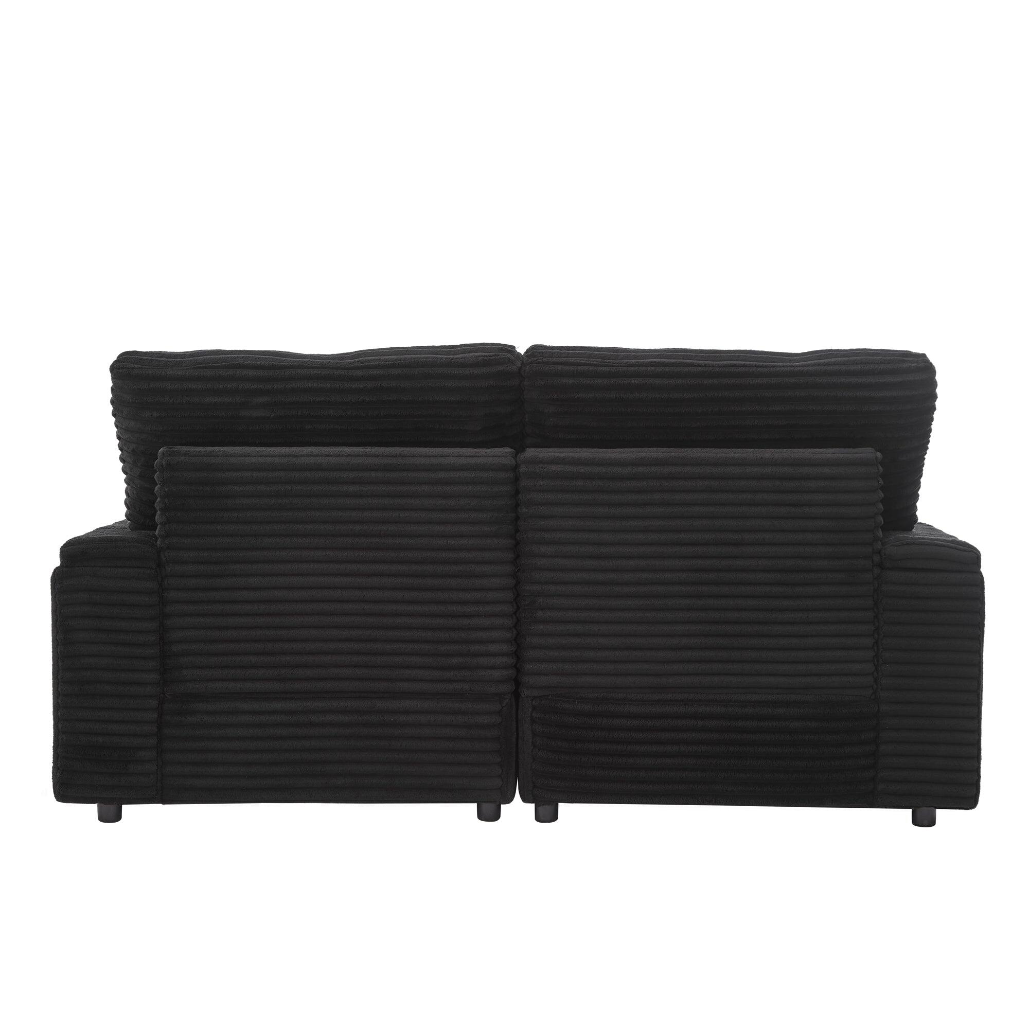 Alt View 1. Boyel Living - 70.9 inch Free-combined Sectional Sofa with Storage Space Two Movable Ottomans Four USB Ports and Cup Holders in Black - Black.