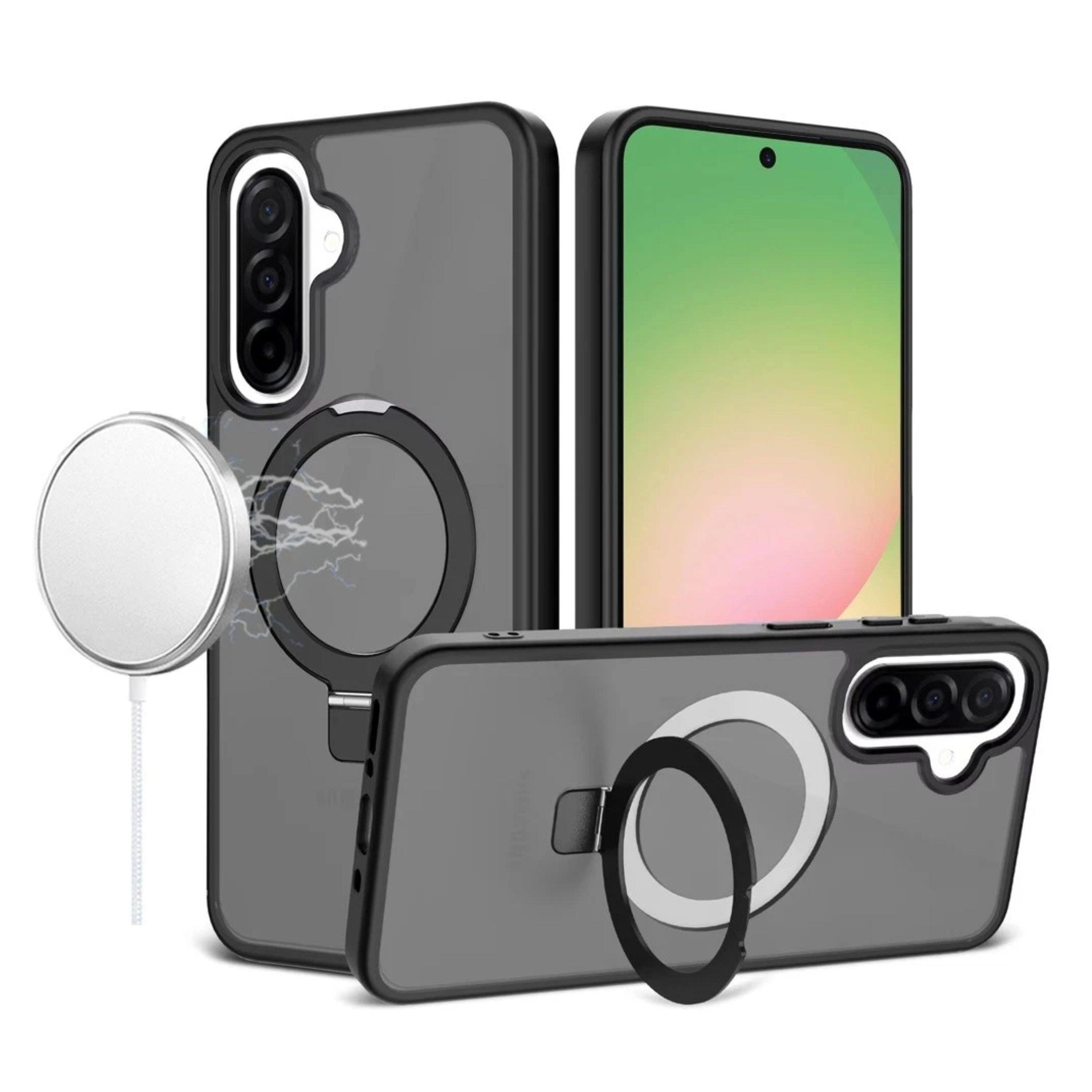Kitcheniva - Rugged Metal Circle Ring Stand Phone Case With Tempered Glass For Samsung Galaxy A57 5G - Black price history on PriceWatchPro