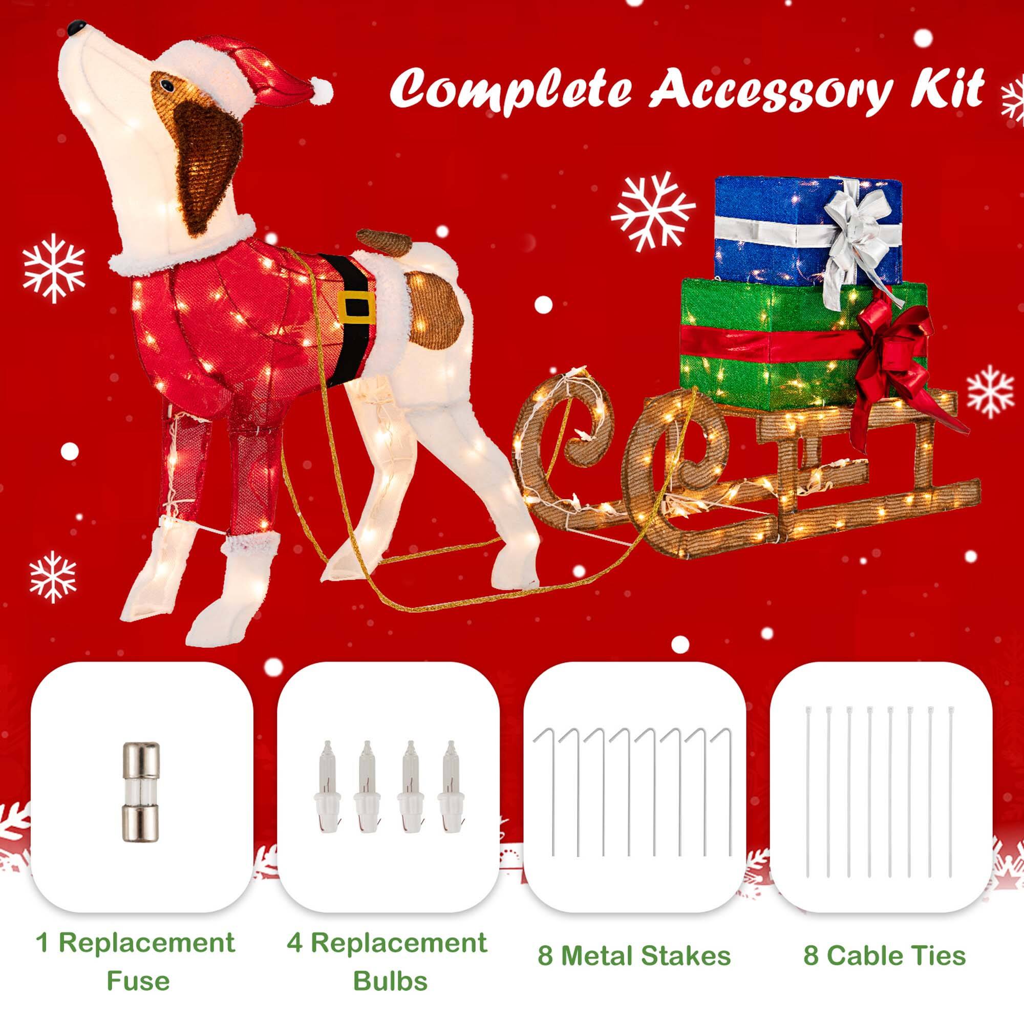 Complete Accessory Kit: 1 Replacement, 4 Replacement, 8 Metal Stakes, Fuse Bulbs, 8 Cable Ties