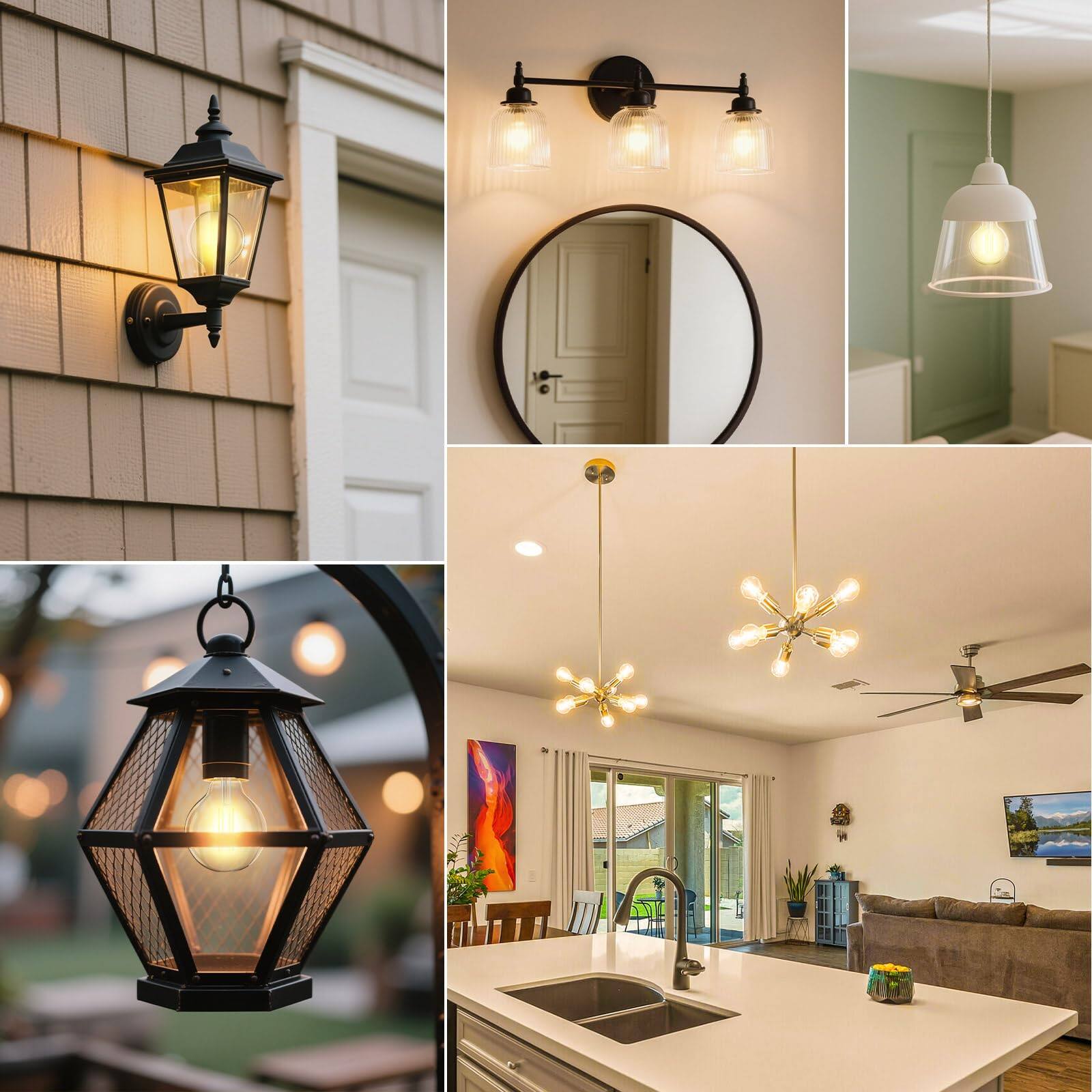 Alt View 4. HM 1810 - Pack G Globe Light Bulbs Led Edison Vanity Dimmable k Warm Lumens w w Cri Clear Vintage Filament E Base For - Daylight White 5000k 4 Pack.