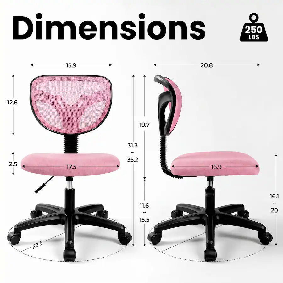 Ergomics Computer Chair Celtoss Kid Chair, Small Desk Chair, Armless Padded Seat, Swivel ...