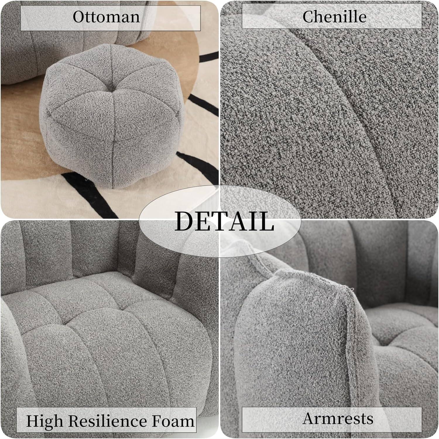 Ottoman Chenille DETAIL High Resilience Foam Armrests